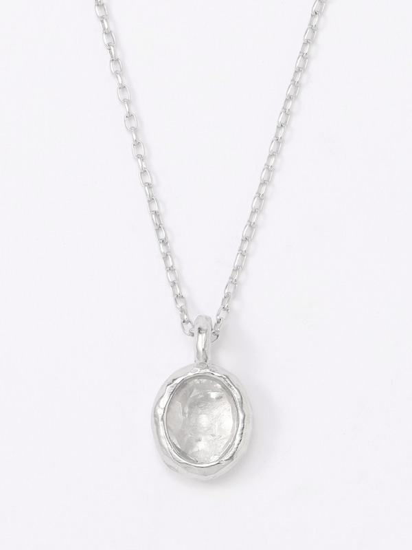 OVAL CUT STONE CHARM NECKLACE