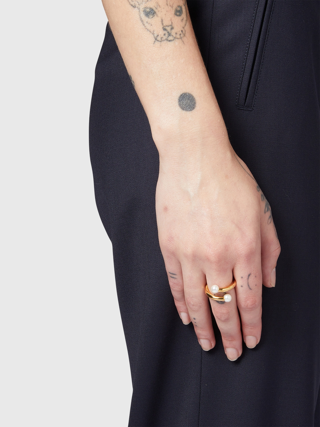 SMALL PEARL BARBELL RING 詳細画像 Gold 3