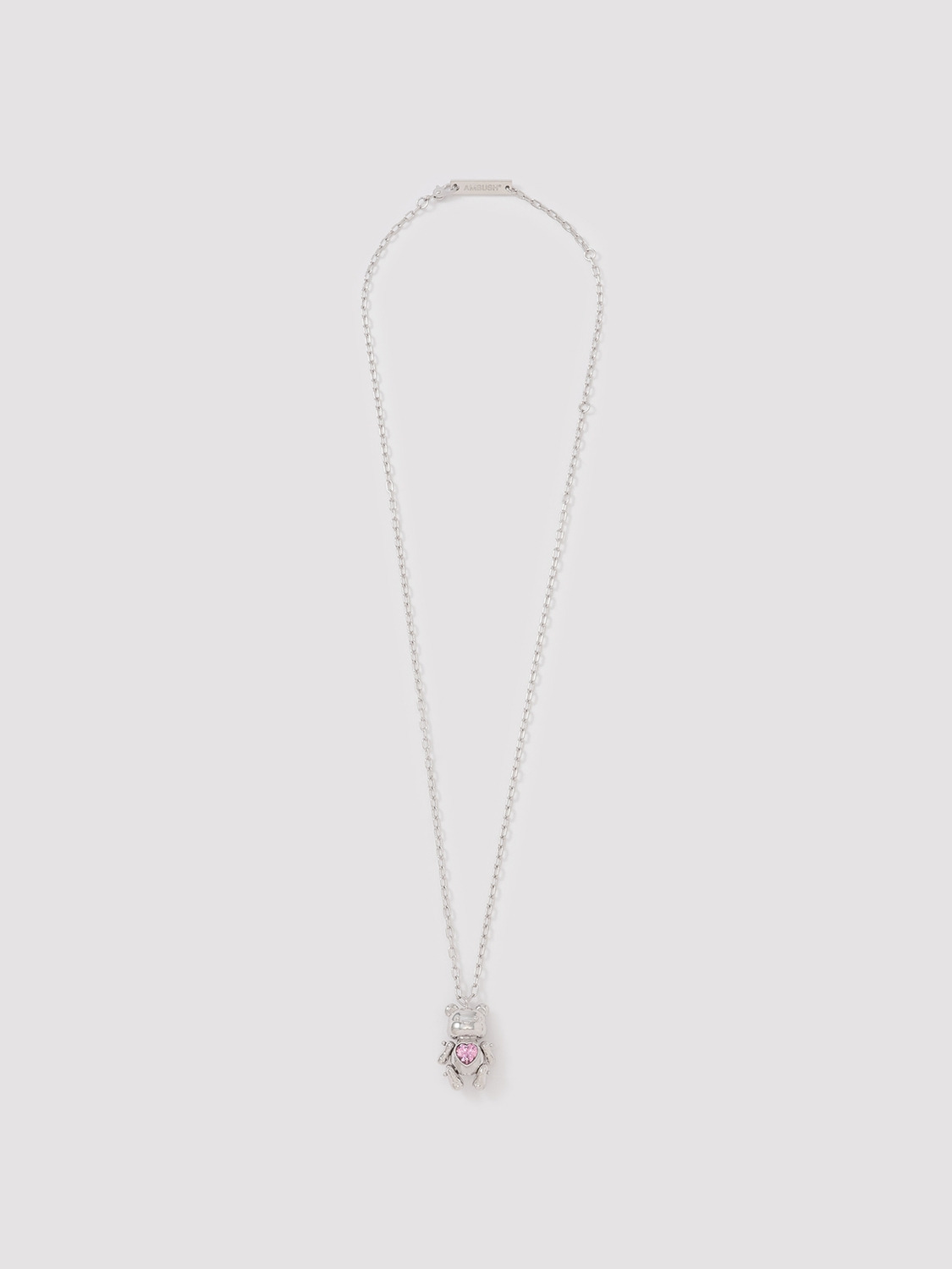 TEDDY BEAR HEART CHARM NECKLACE 詳細画像 Silver&times;Pink 2