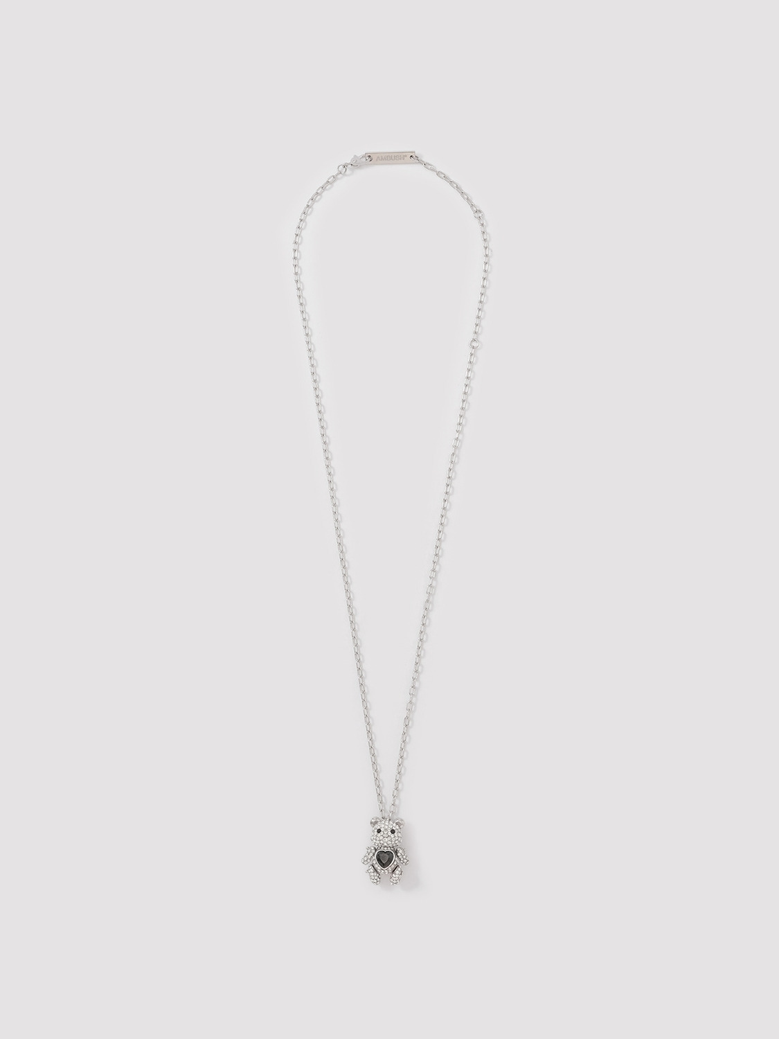 PAVE TEDDY BEAR HEART CHARM NECKLACE 詳細画像 Silver 2
