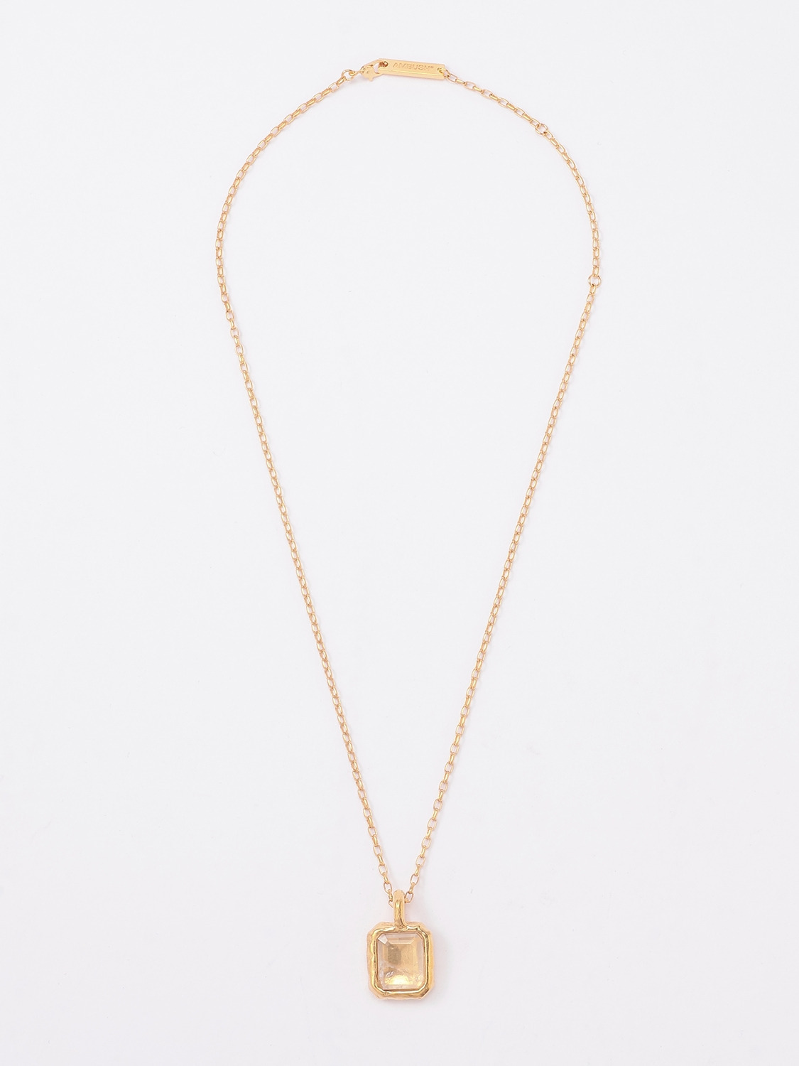 SQUARE CUT STONE CHARM NECKLACE 詳細画像 Clear 2