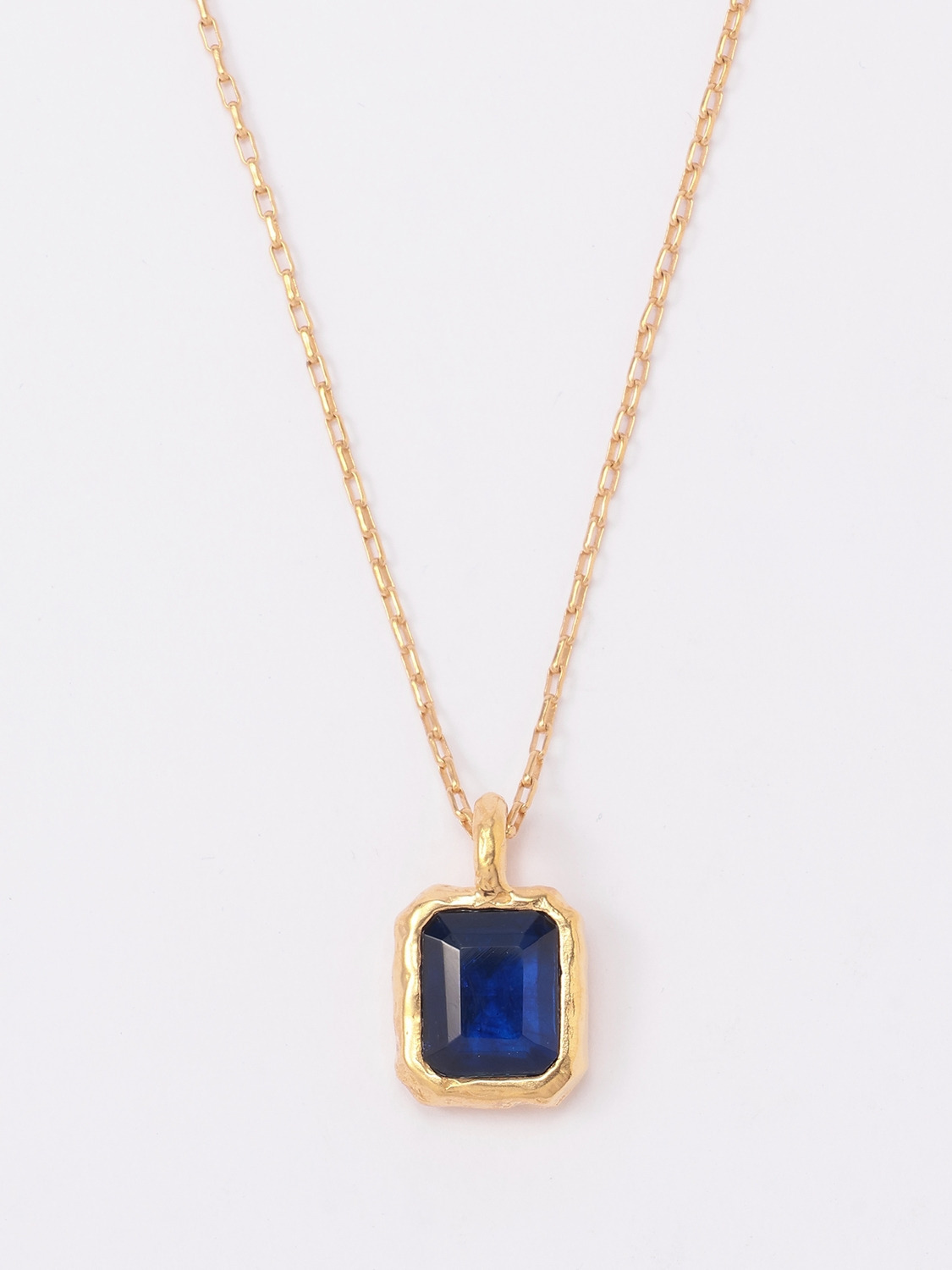 SQUARE CUT STONE CHARM NECKLACE 詳細画像 Blue 1