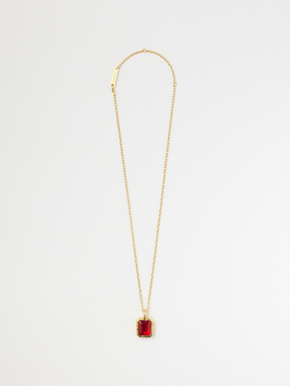 SQUARE CUT STONE CHARM NECKLACE 詳細画像 Red 2