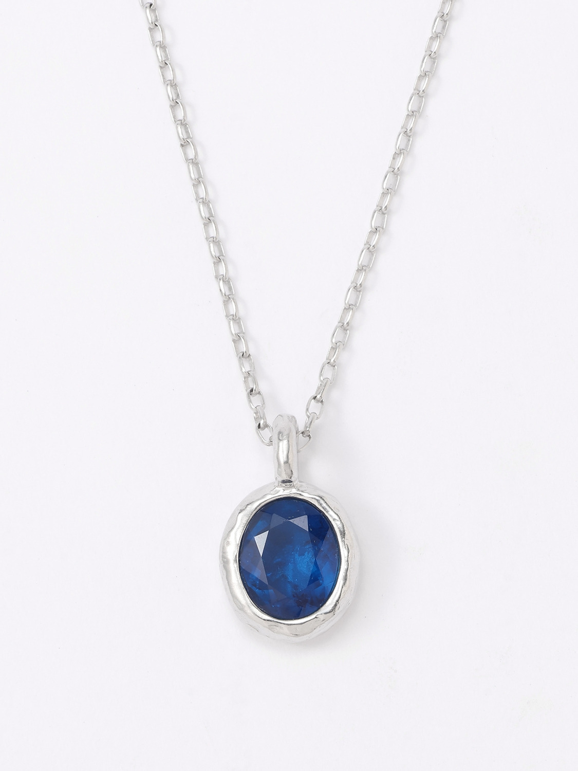 OVAL CUT STONE CHARM NECKLACE 詳細画像 Blue 1
