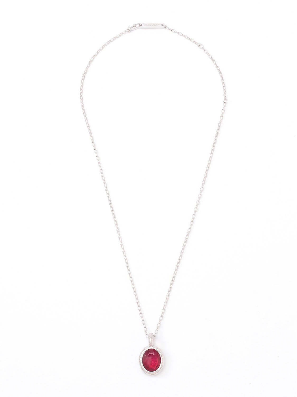 OVAL CUT STONE CHARM NECKLACE 詳細画像 Red 2