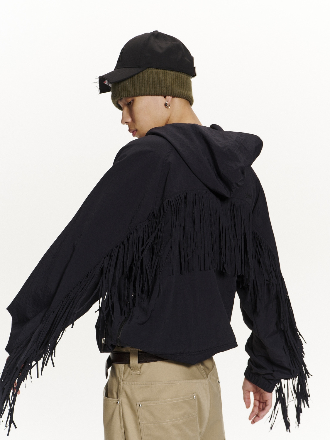 FRINGED NYLON ANORAK 詳細画像 Black 7