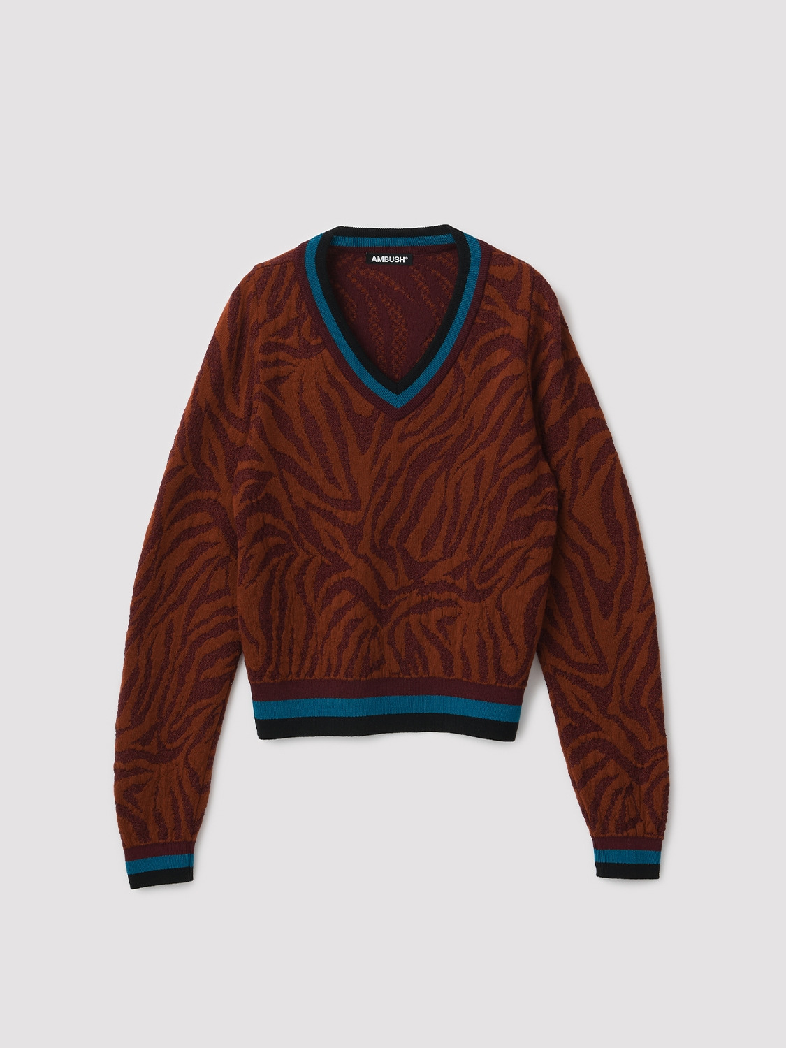 ZEBRA PATTERN KNIT SWEATER 詳細画像 Burgundy 1