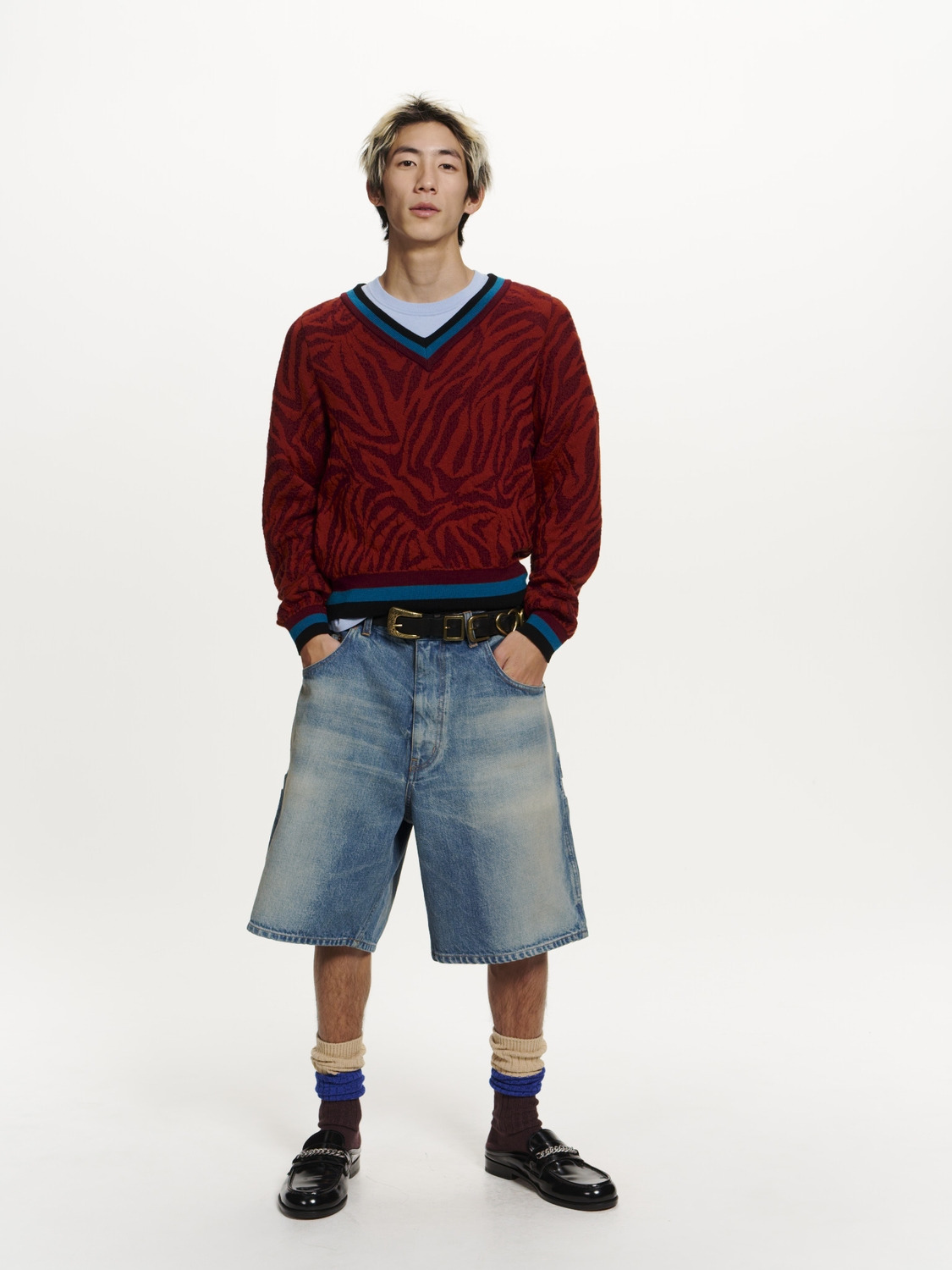 ZEBRA PATTERN KNIT SWEATER 詳細画像 Burgundy 7