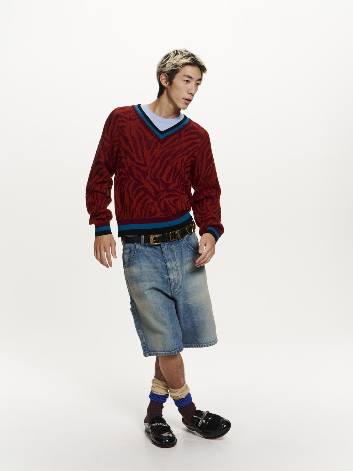 ZEBRA PATTERN KNIT SWEATER 詳細画像 Burgundy 8