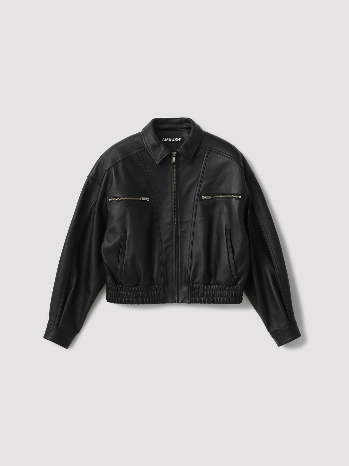 WOMENS LEATHER BOMBER JACKET 詳細画像 Black 1