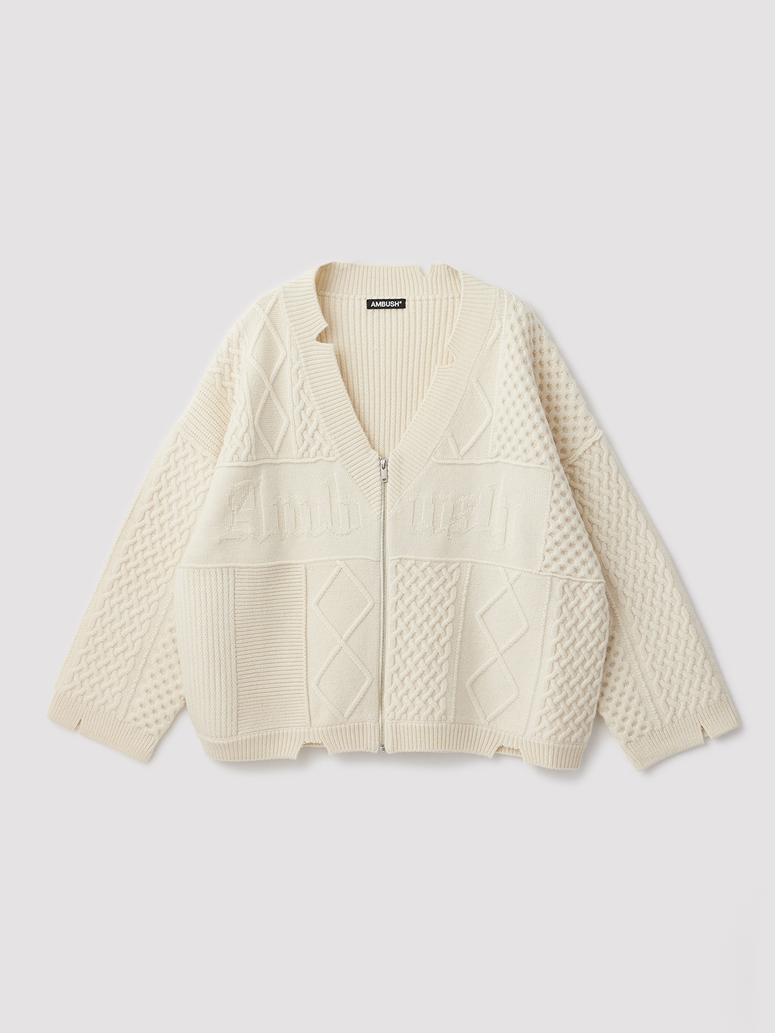 MENS CABLE ZIP KNIT CARDIGAN 詳細画像 White 1