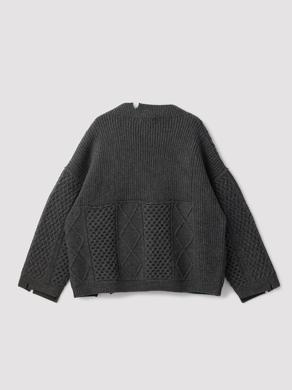 MENS CABLE ZIP KNIT CARDIGAN 詳細画像 Grey 2